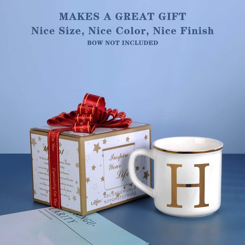 Miicol Ceramic Coffee Mug 16 oz, Monogram Coffee Cup, Golden Initial Tea Mug, Personalized Tea Cup, Unique Gift, Large Mug for Home, Office, Letter H - Image 5